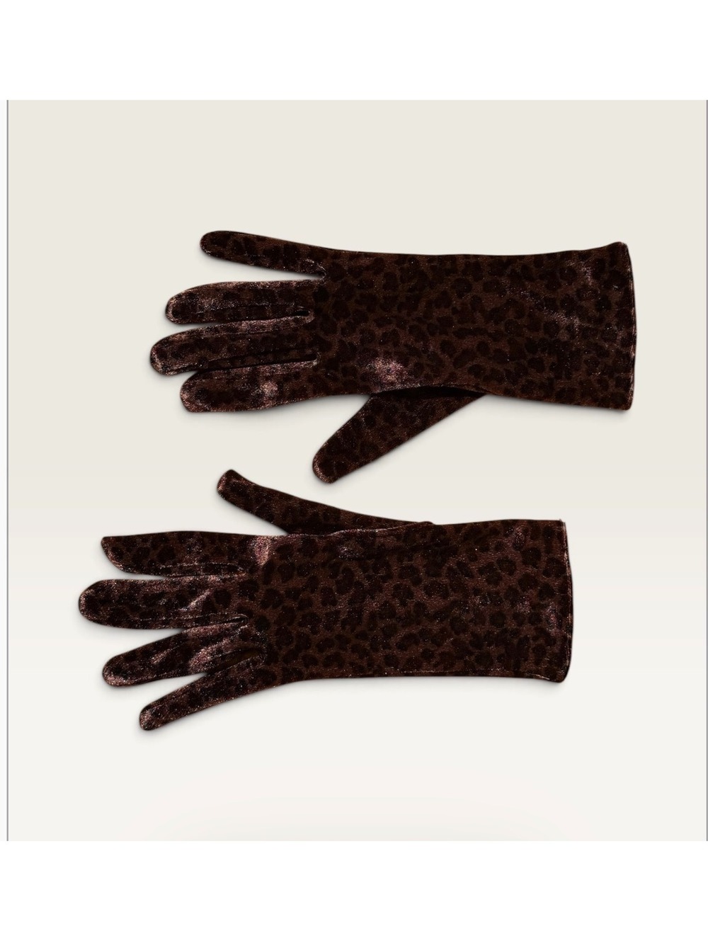 Velvet leopard print gloves
